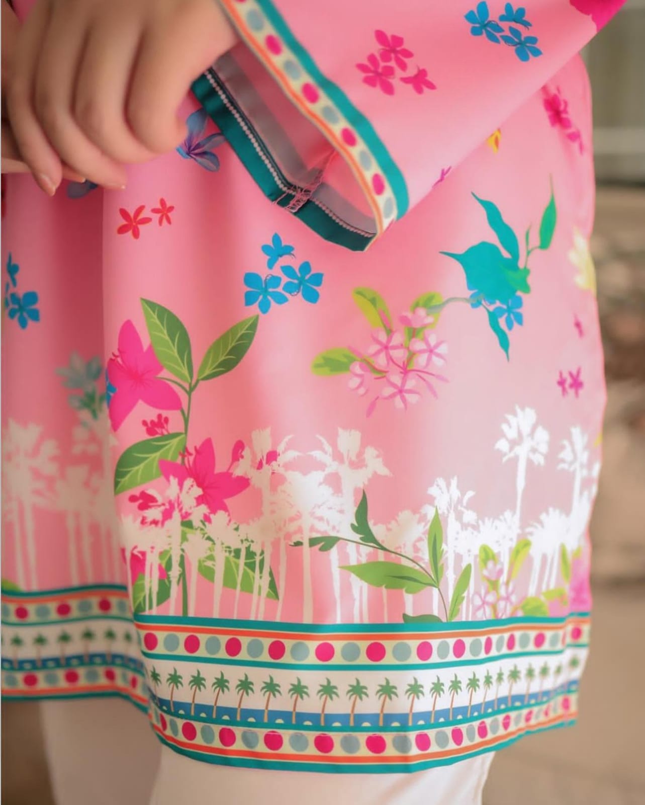 Pink Floral Digital Print 2pc