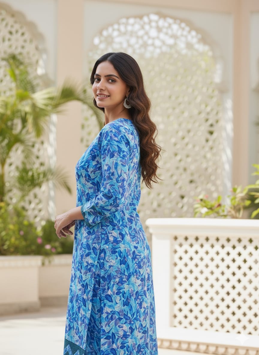 Floral –Stone cotton digital print cut work tishu pach Co-Ords 2Pc Set