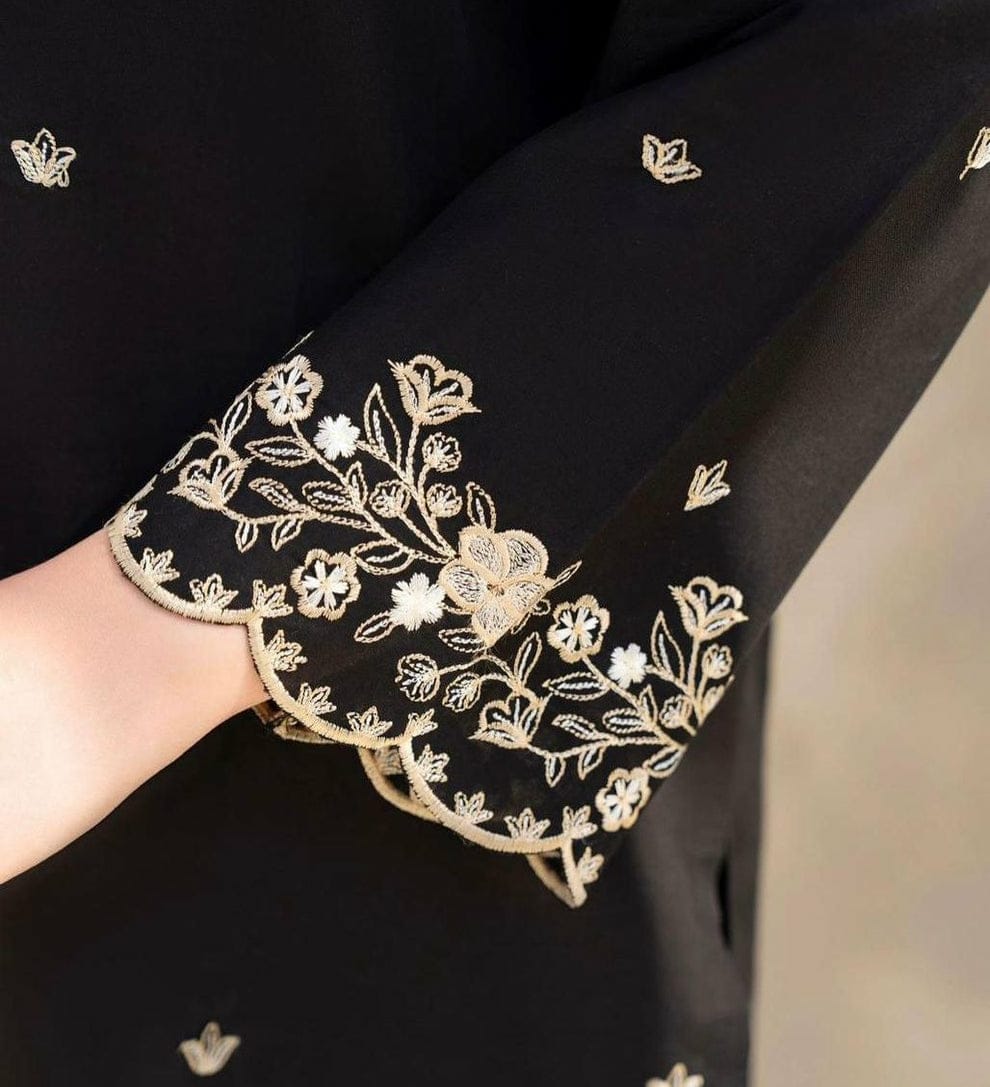 Black Gulab Emb 2pc - Riwaiti Rang
